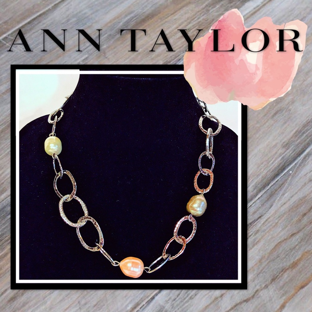 Elegant Hammered Link & Pearls by ANN TAYLOR